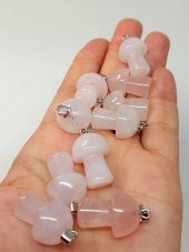 Pembe Kuvars Taşı Mantar Şekilli Kolye Ucu (42695) thumbnail 1