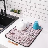 Bulaşık Kurutma Matı Kurulama Bezi Örtüsü Tezgah Üstü Ped Mutfak Bulaşıklık Yıkanabilir 45x36 cm thumbnail 3