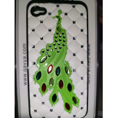 Iphone 4 4s için özel üretim tavus kuşlu taşlı telefon kapağı - 1