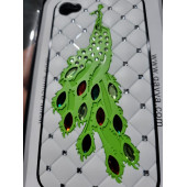 Iphone 4 4s için özel üretim tavus kuşlu taşlı telefon kapağı - 4