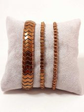 Üçlü Hematit Doğal Taşlı Erkek Bileklik Seti thumbnail 2