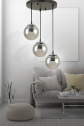 HERA 3LÜ FÜME CAMLI SİYAH SARKIT AVİZE - Yatak Odası - Salon - Mutfak - Hol thumbnail 1