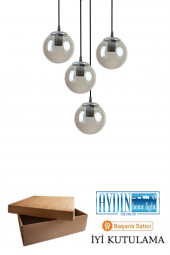 HERA 4LÜ FÜME CAMLI SİYAH SARKIT AVİZE - Yatak Odası - Salon - Mutfak - Hol thumbnail 4