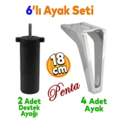 Penta 6'lı Set Mobilya Tv Ünitesi Konsol Koltuk Kanepe Destek Ayağı 18 Cm Krom Ayakları M8 Civatalı thumbnail 1