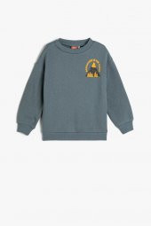 Koton Erkek Bebek Sweatshirt Uzun Kollu Bisiklet Yaka Baskı Detaylı Şardonlu - 1