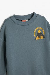 Koton Erkek Bebek Sweatshirt Uzun Kollu Bisiklet Yaka Baskı Detaylı Şardonlu - 3