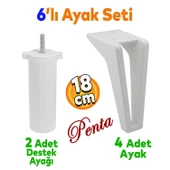 Penta 6'lı Set Mobilya Tv Ünitesi Konsol Koltuk Kanepe Destek Ayağı 18 Cm Beyaz Ayakları M8 Civatalı thumbnail 1