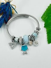 Kadın Charm Mavi  Balık Çelik Bileklik - 3