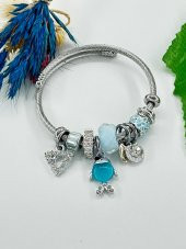 Kadın Charm Mavi  Balık Çelik Bileklik - 4
