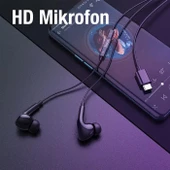 Polham HC Pro Series 1.2MT Kablolu Type-C Kulakiçi Mikrofonlu Kablolu Kulaklık, Ultra Hafif Silikon Uçlu Kulaklık - 2