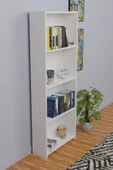 5 Raflı Kitaplık Seti Arkalıklı Geniş Raf Kütüphane 170 cm Beyaz - 3