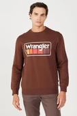 Wrangler W646H1h44 Kahverengi Wrangler Baskılı Bisiklet Yaka Erkek Sweat - 1