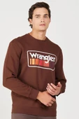 Wrangler W646H1h44 Kahverengi Wrangler Baskılı Bisiklet Yaka Erkek Sweat - 2
