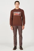Wrangler W646H1h44 Kahverengi Wrangler Baskılı Bisiklet Yaka Erkek Sweat - 4
