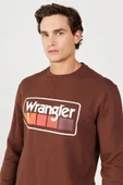 Wrangler W646H1h44 Kahverengi Wrangler Baskılı Bisiklet Yaka Erkek Sweat - 3