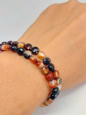 Akik Taşı YASSI Faset Kesim 6x4mm Unisex İkili Bileklik (42810) thumbnail 1