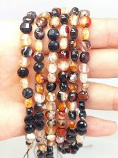 Akik Taşı YASSI Faset Kesim 6x4mm Unisex İkili Bileklik (42810) thumbnail 3