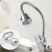Mutfak Banyo Musluk Batarya Kuğu Evye Borusu Spiral Hortumlu Krom Renk 2 Kademeli Su Kubar Ayarlı Başlık - 3