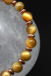 Kaplan Gözü - Hematit Doğal Taş Makrome Örme Bileklik thumbnail 2