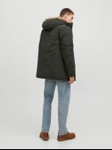 JACK JONES Erkek Kapüşonlu Uzun Mont Haki Parka 12236096 - 2