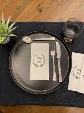 Siyah Yaldızlı Afiyet Olsun 16 lı Beyaz Renkli Kağıt Peçete thumbnail 2