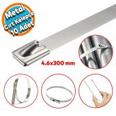 Cırt Kelepçe Metal Paslanmaz Çelik Kablo Zip Bağı Çok Amaçlı Bağlama 4.6x300 10 Adet - 1