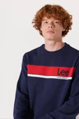 Lee L232501410 Lacivert Önü Lee Baskılı Bisiklet Yaka Erkek Sweat - 4