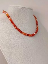 Akik Taşı YASSI Faset Kesim Kolye 6x4mm (Sabit Klipsli) (42825) - 1