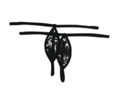 ASM1206 Kadın 2 li Siyah Tül Dantel Mini Damla Kıskırtıcı Tanga - 1