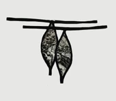 ASM1208 Kadın 2 li  Leopar Saten Mini Damla Kıskırtıcı String - 1