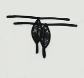 ASM1206 Kadın 2 li Siyah Tül Dantel Mini Damla Kıskırtıcı Tanga - 2