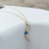 Vaoov 925 Ayar Gümüş Opal Taşlı Gold Ay Kolye thumbnail 1