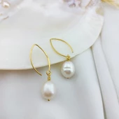 Vaoov 925 Ayar Gümüş Doğal Gerçek İnci Küpe thumbnail 2