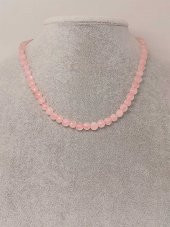 Pembe Kuvars Taşı YASSI Faset Kesim Kolye 6x4mm (Sabit Klipsli) thumbnail 3