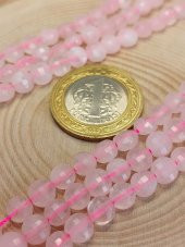 Pembe Kuvars Taşı YASSI Faset Kesim Kolye 6x4mm (Sabit Klipsli) thumbnail 4