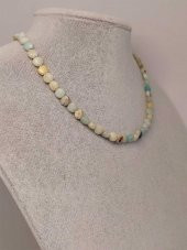 Amazonit Taşı YASSI Faset Kesim Kolye 6x4mm (Sabit Klipsli) thumbnail 1