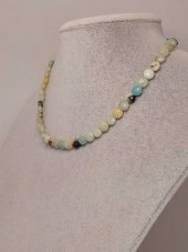 Amazonit Taşı YASSI Faset Kesim Kolye 6x4mm (Sabit Klipsli) thumbnail 2