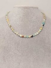 Amazonit Taşı YASSI Faset Kesim Kolye 6x4mm (Sabit Klipsli) thumbnail 3