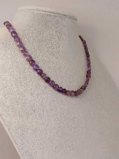 Ametist Taşı YASSI Faset Kesim Kolye 6x4mm (Sabit Klipsli) - 2