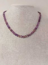 Ametist Taşı YASSI Faset Kesim Kolye 6x4mm (Sabit Klipsli) - 3