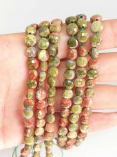 Unakit Taşı YASSI Faset Kesim Dizi 6x4mm thumbnail 1