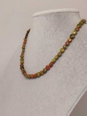 Unakit Taşı YASSI Faset Kesim Kolye 6x4mm (Sabit Klipsli) thumbnail 1