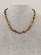 Unakit Taşı YASSI Faset Kesim Kolye 6x4mm (Sabit Klipsli) thumbnail 3