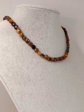 Kaplan Gözü Taşı YASSI Faset Kesim Kolye 6x4mm (Sabit Klipsli) thumbnail 1