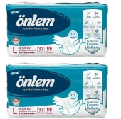 Önlem Belbantlı Tekstil Yüzey Büyük Boy (L) 30'lu 2 Paket Hasta Bezi - 1