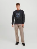 JACK JONES Yazı Baskılı Bisiklet Yaka Erkek Sweatshirt 12242366 thumbnail 4