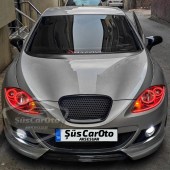 Seat Leon Mk2 2005-2008 Makyajsız Kasa İle Uyumlu Batman Yarasa Ayna Kapağı Piano Black ABS Plastik - 1