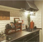 Renkli Duvarlar 70x77cm Krem Mutfak Tezgah Arası 3d Kendinden Yapışkanlı  Sünger Tuğla Duvar Kaplama Paneli Kağıdı - 1