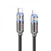 Polham HC Series Led Işıklı 1MT 27W Type-C to iPhone Lightning Süper Hızlı Data ve Şarj Kablosu, Akım ve Isı Korumalı Halat Kopmaz Lightning  Kablo - 1