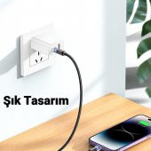 Polham HC Series Led Işıklı 1MT 27W Type-C to iPhone Lightning Süper Hızlı Data ve Şarj Kablosu, Akım ve Isı Korumalı Halat Kopmaz Lightning  Kablo - 4